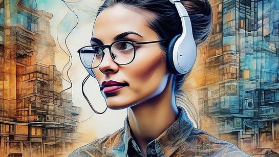 Illustration: KI generiertes Portrait einer Frau mit Headset