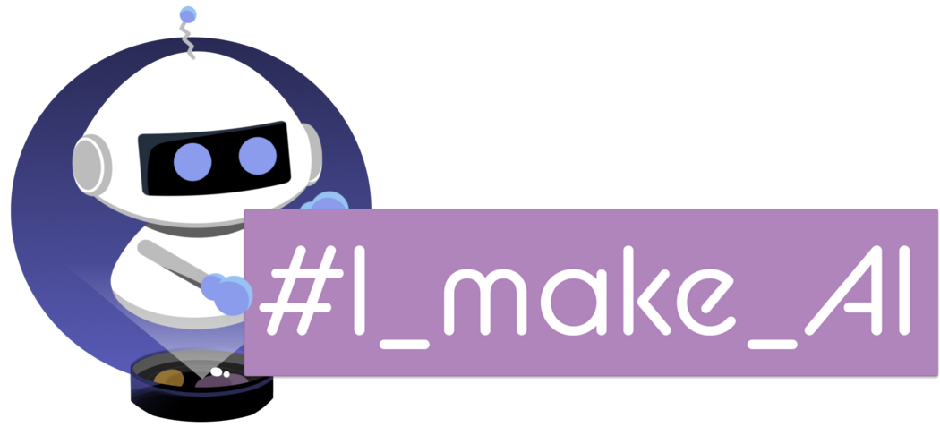 Logo I make AI - Roboter mit Hashtag
